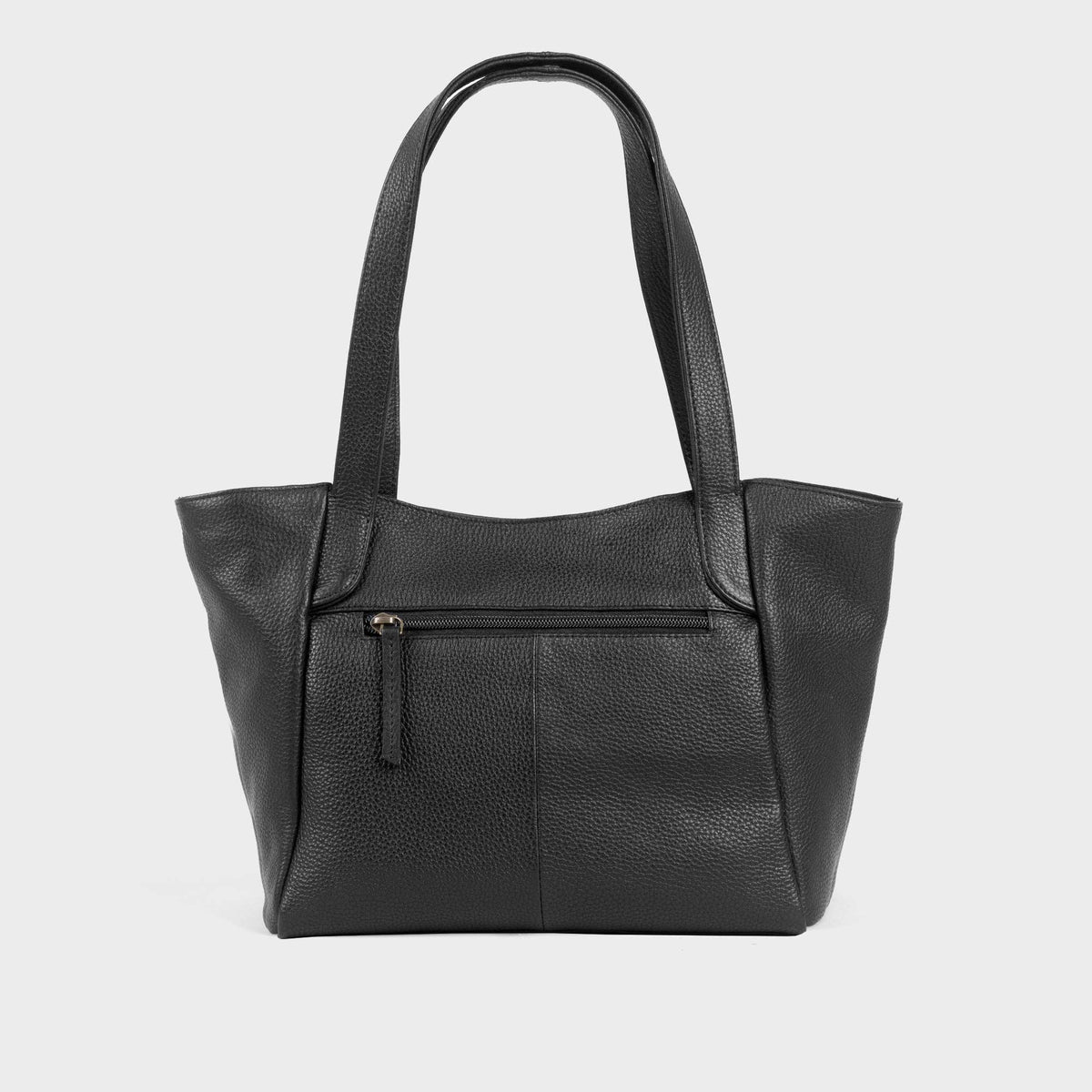 'URBAN TOTE' Schwarze Arbeitstasche aus echtem Leder mit Kieselstruktur