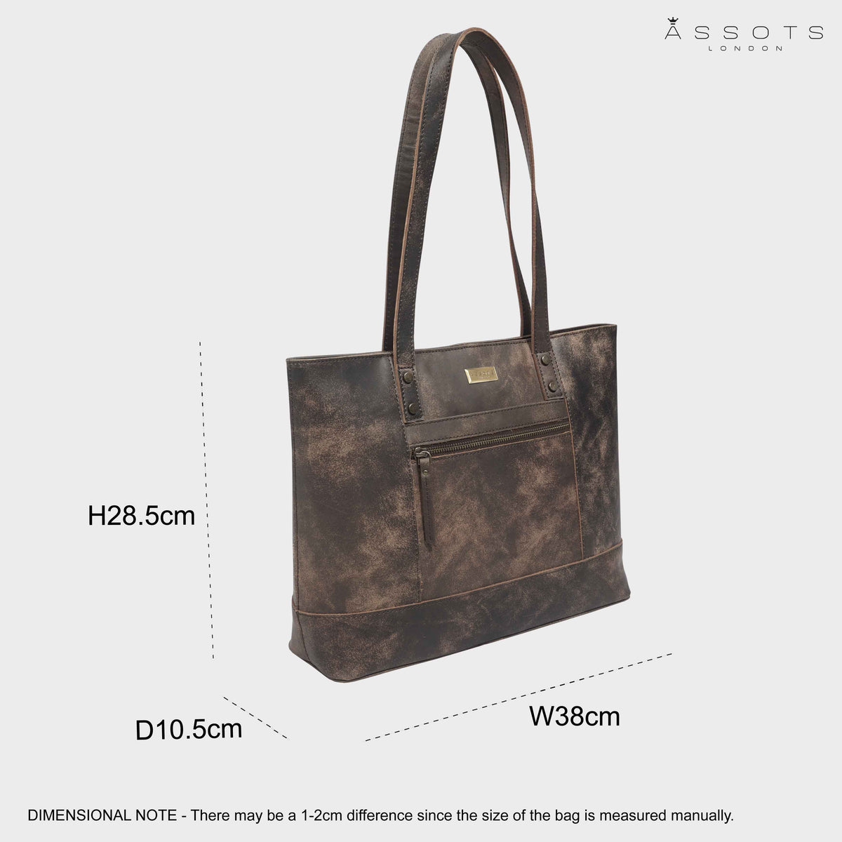 'MILLIE' Crazy Horse Designer-Arbeitstasche aus echtem Leder im Used-Look, braun
