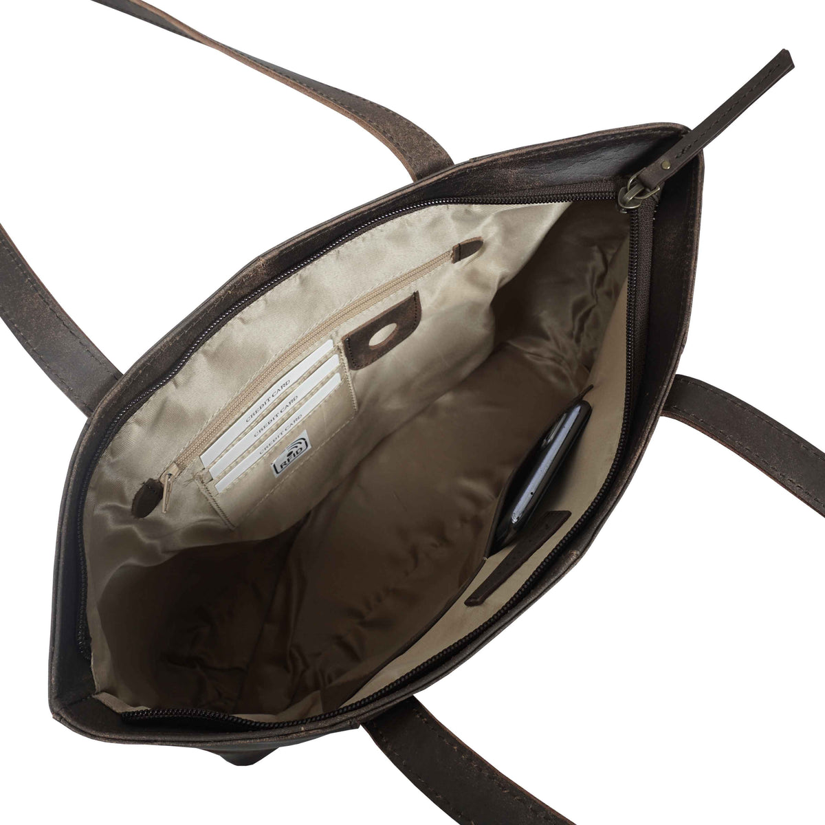 'MILLIE' Crazy Horse Designer-Arbeitstasche aus echtem Leder im Used-Look, braun