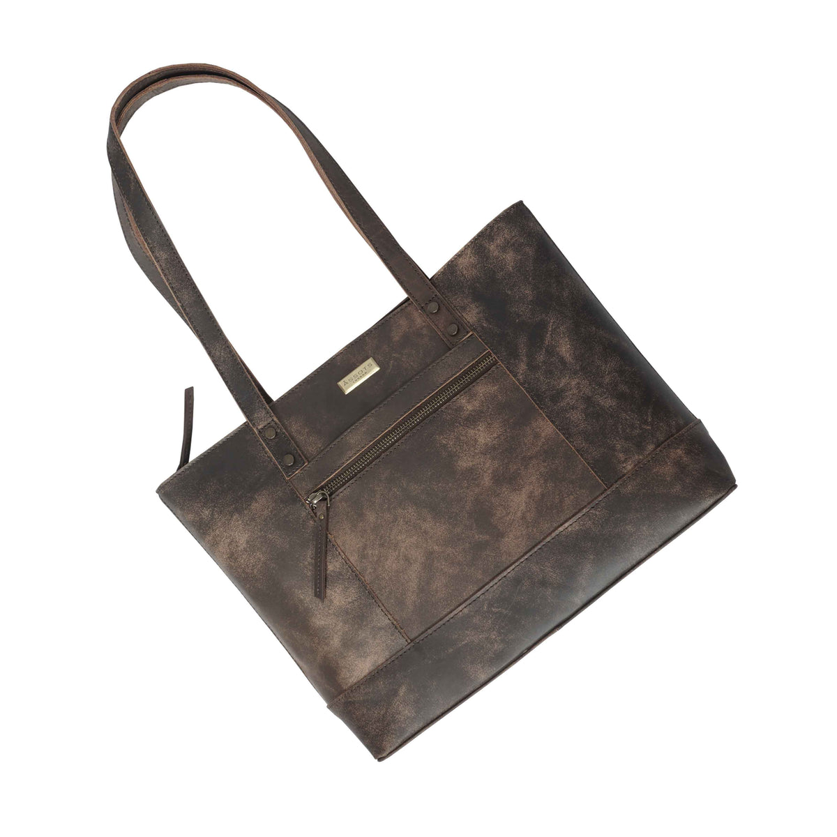 'MILLIE' Crazy Horse Designer-Arbeitstasche aus echtem Leder im Used-Look, braun