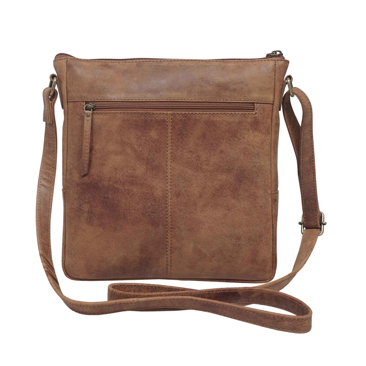 'AGATHA' Vintage-VT-Umhängetasche aus echtem Leder im Used-Look, hellbraun