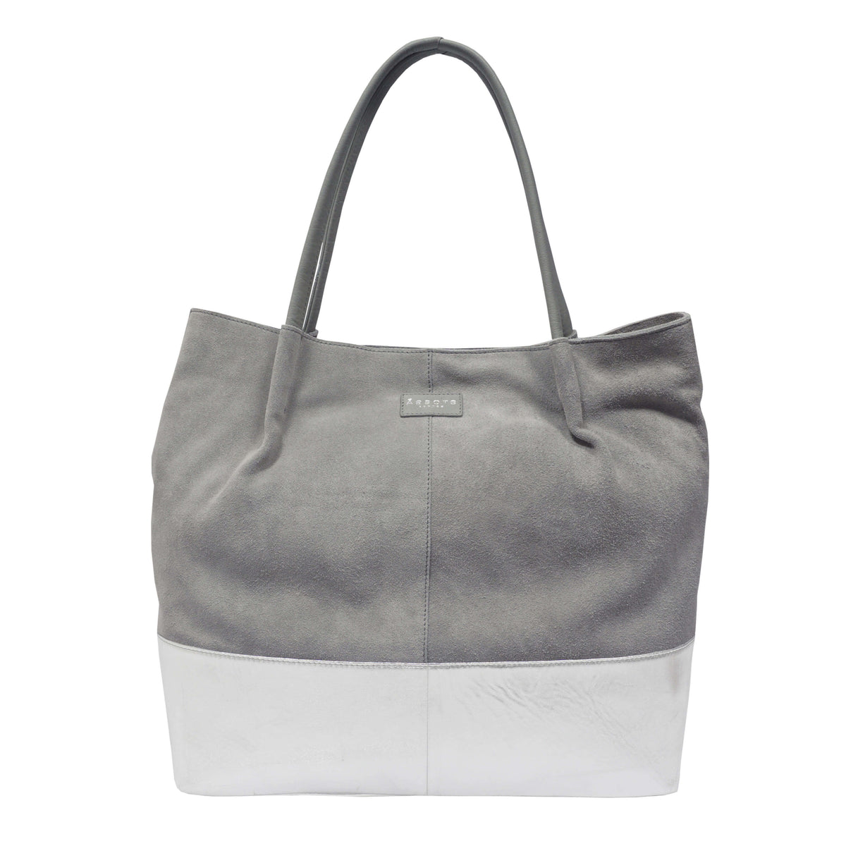 'DONNA' Grau und Metallic-Silber Echtes Leder Ungefüttert Desi