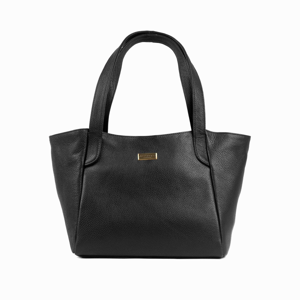 'URBAN TOTE' Schwarze Arbeitstasche aus echtem Leder mit Kieselstruktur