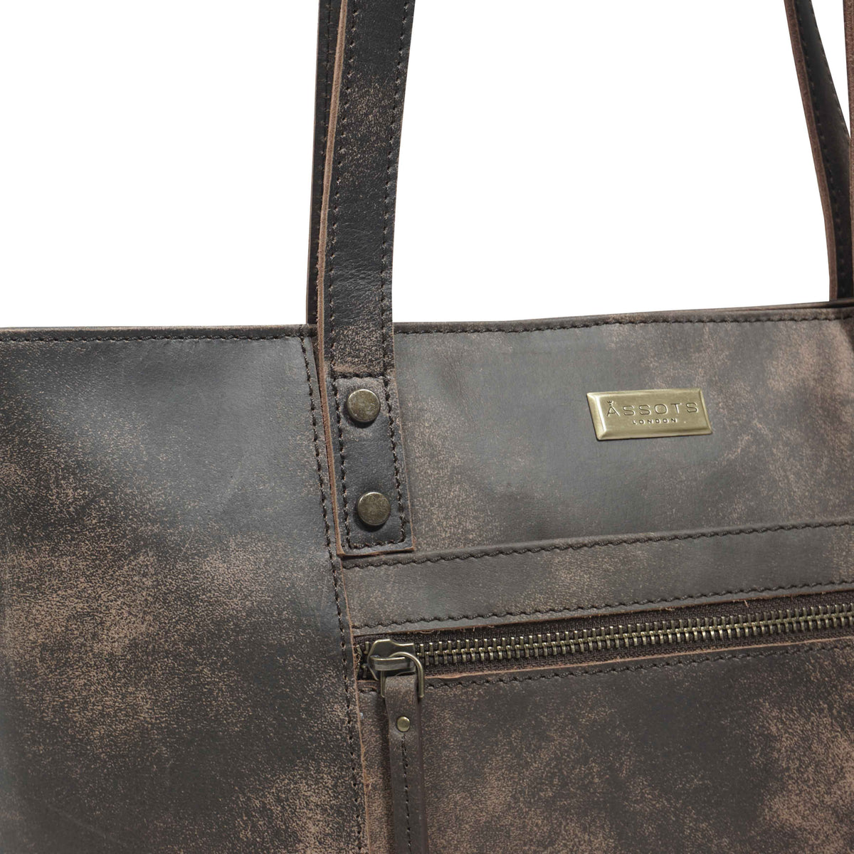 'MILLIE' Crazy Horse Designer-Arbeitstasche aus echtem Leder im Used-Look, braun