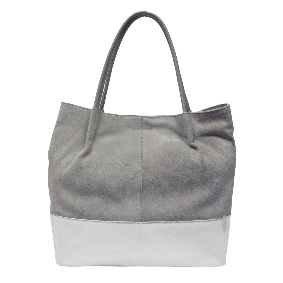 'DONNA' Grau und Metallic-Silber Echtes Leder Ungefüttert Desi