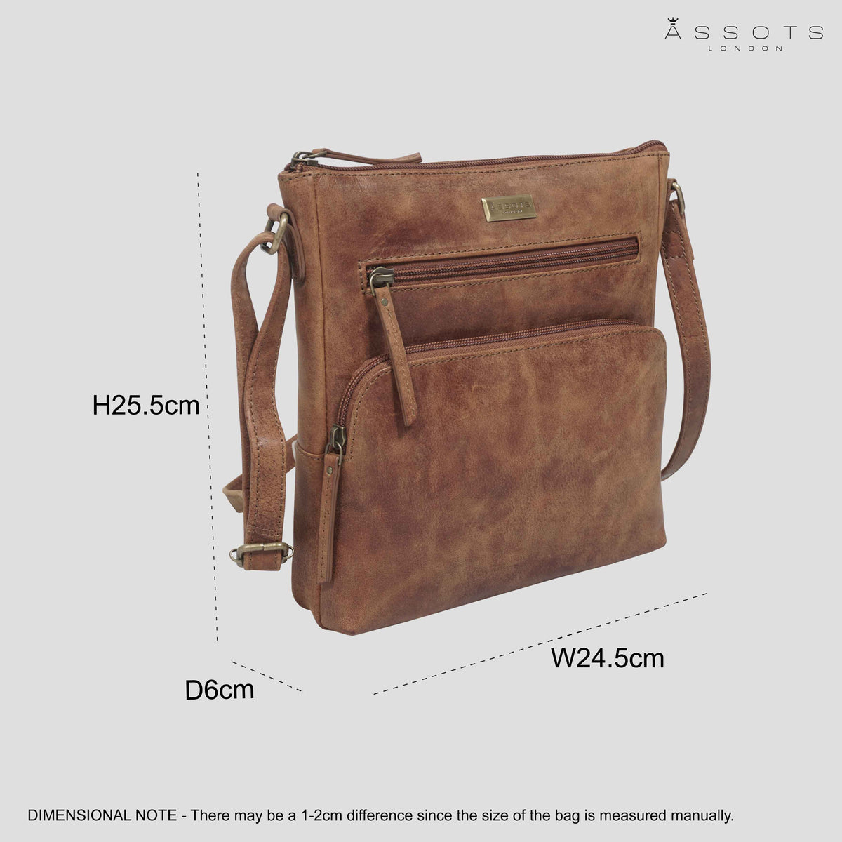 'AGATHA' Vintage-VT-Umhängetasche aus echtem Leder im Used-Look, hellbraun