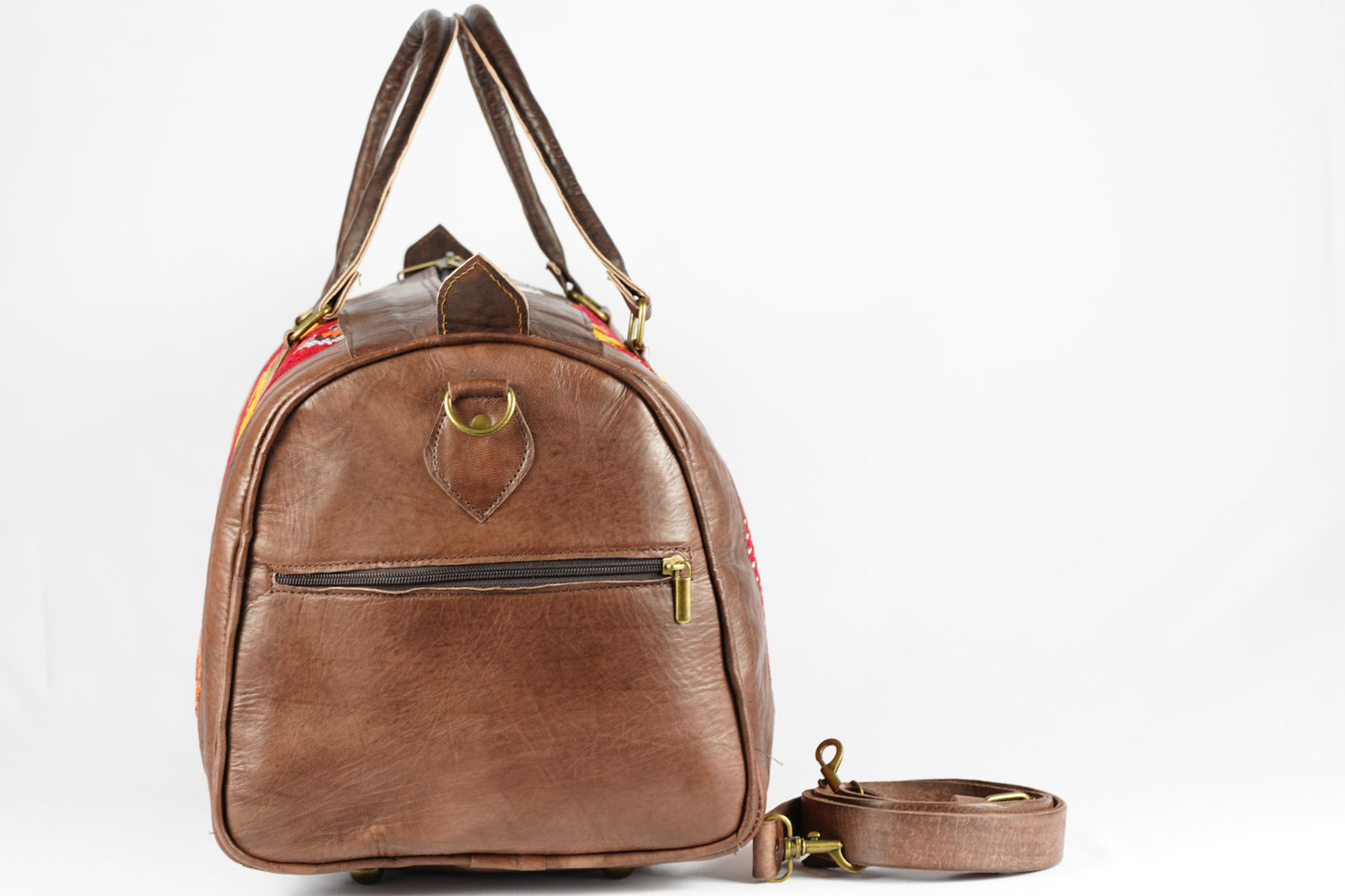 Handgefertigte Reisetasche aus Leder mit traditionellem marokkanischen Teppichmuster - morabel