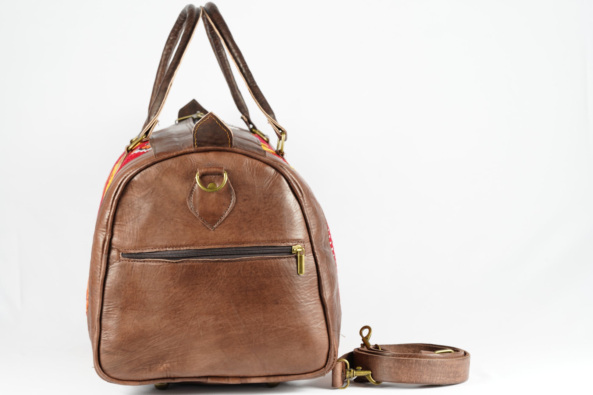 Handgefertigte Reisetasche aus Leder mit traditionellem marokkanischen Teppichmuster - morabel