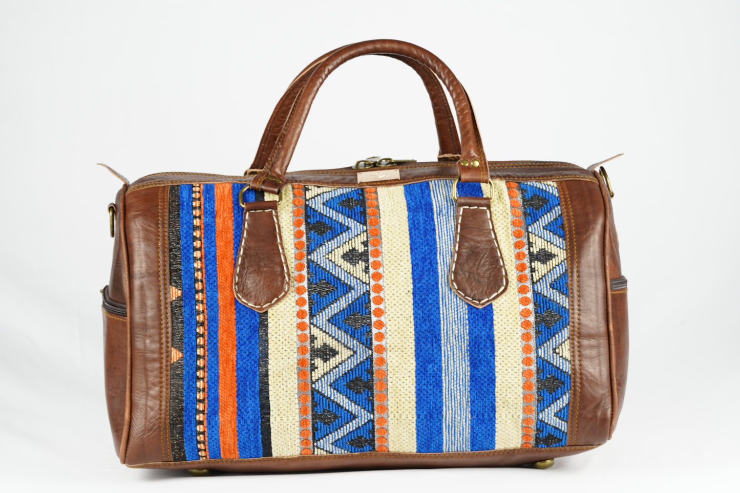 Reisetasche aus Leder mit traditionellem marokkanischen Teppichmuster - morabel