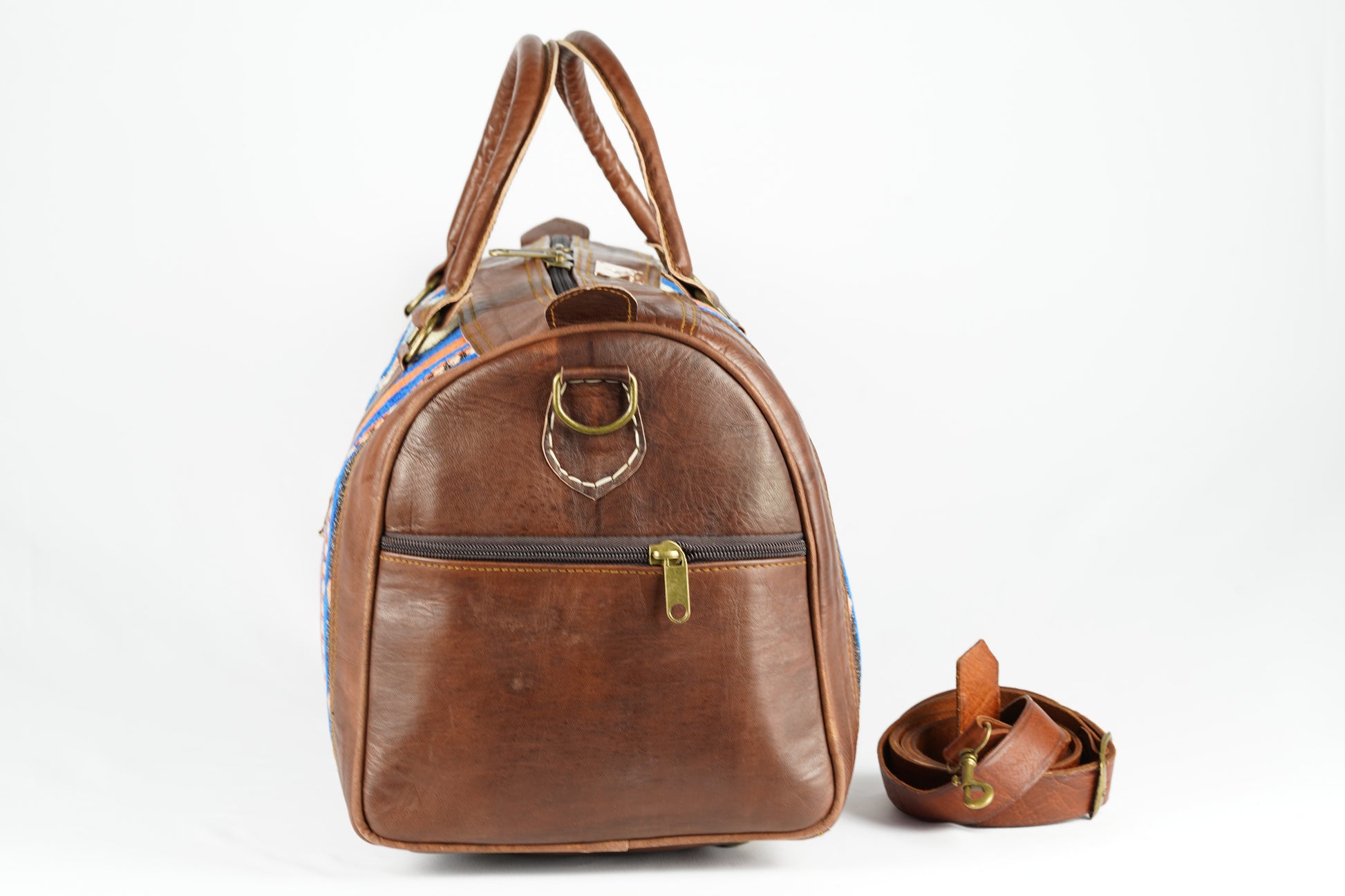 Reisetasche aus Leder mit traditionellem marokkanischen Teppichmuster - morabel