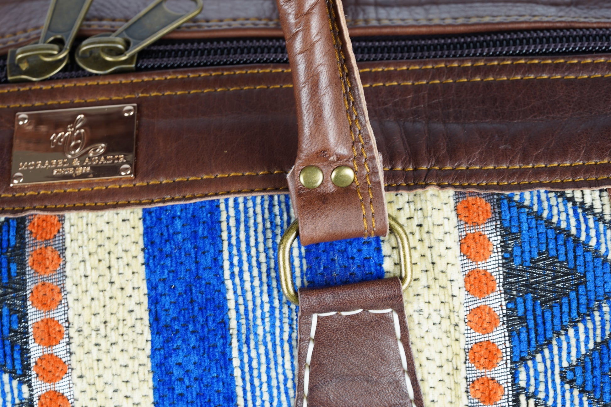 Reisetasche aus Leder mit traditionellem marokkanischen Teppichmuster - morabel