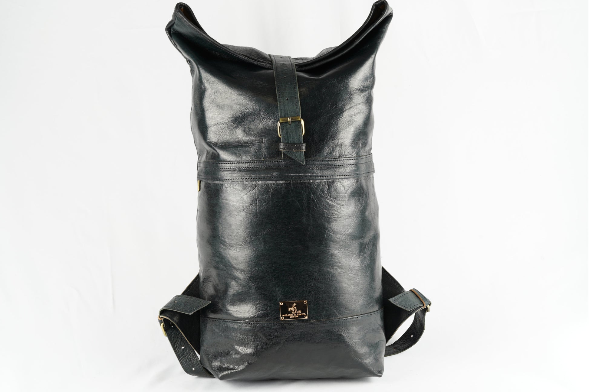 Handgefertigter Rolltop-Leder-Rucksack - morabel