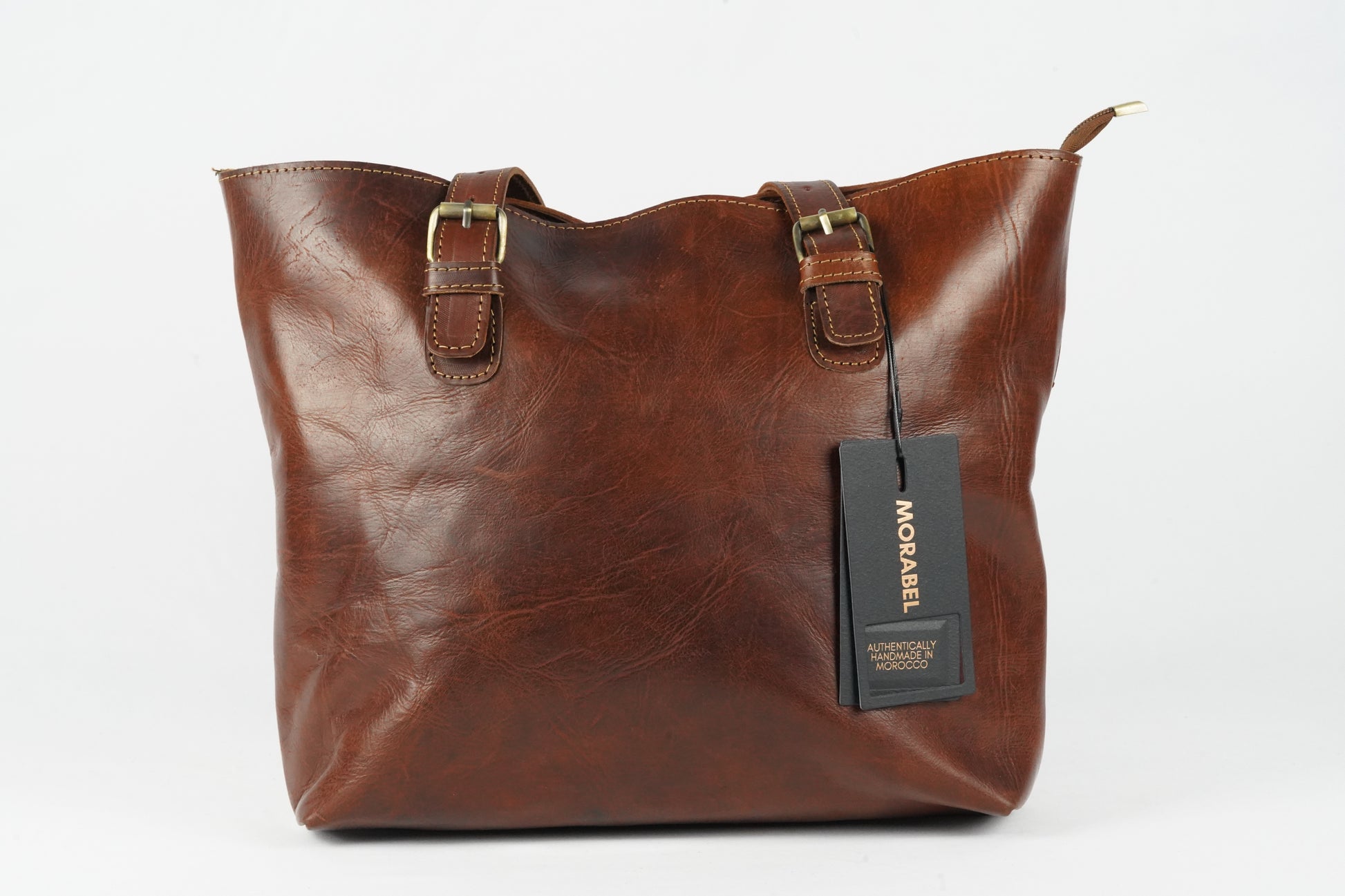 Handgefertigte Leder Damen Shopper Braun – Vintage Schultertasche aus Echtleder - morabel