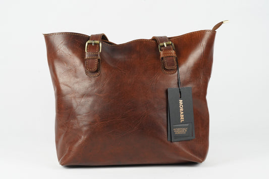 Handgefertigte Leder Damen Shopper Braun – Vintage Schultertasche aus Echtleder - morabel