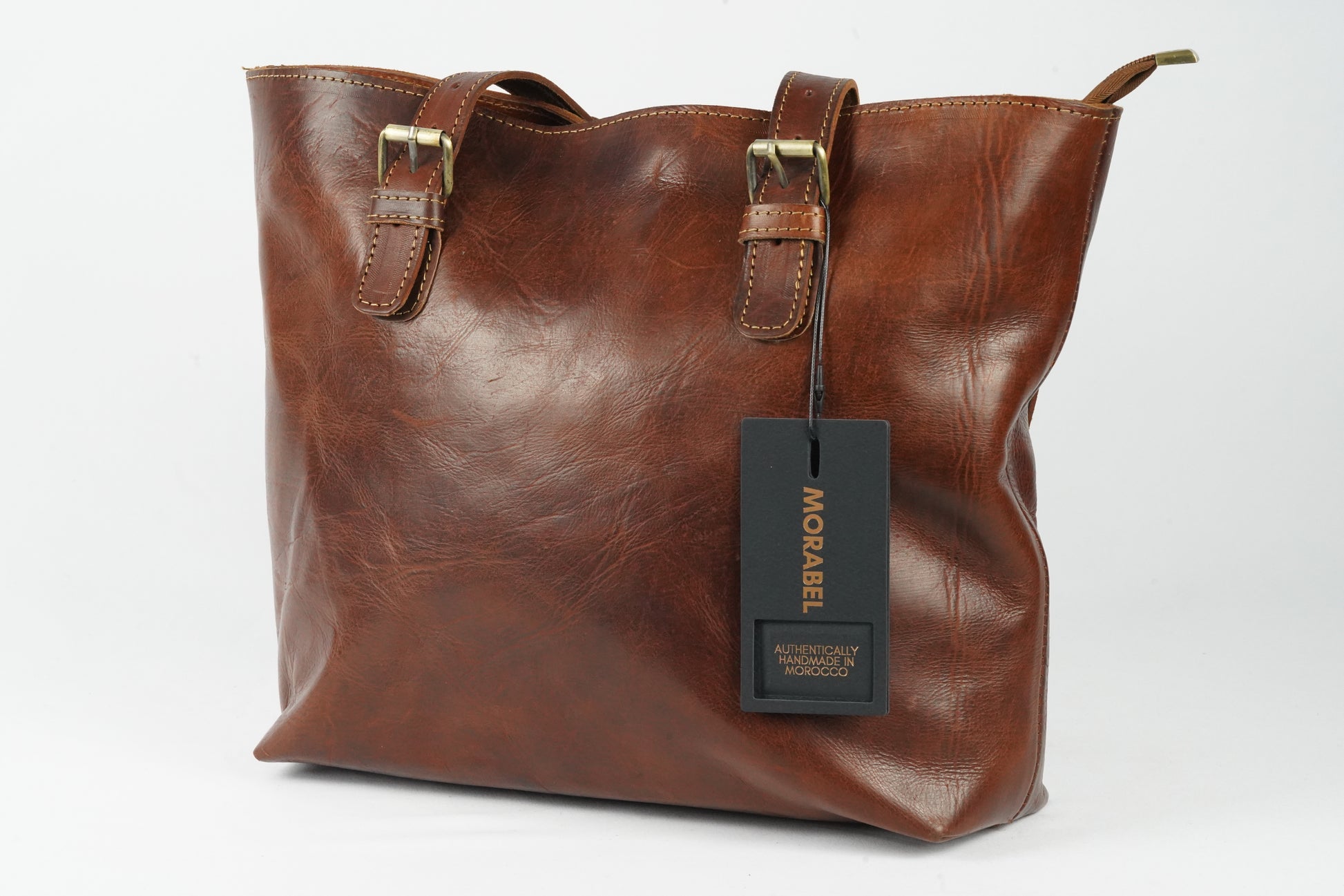 Handgefertigte Leder Damen Shopper Braun – Vintage Schultertasche aus Echtleder - morabel