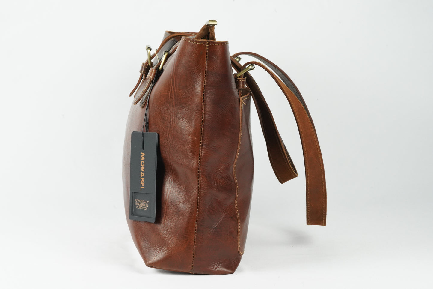 Handgefertigte Leder Damen Shopper Braun – Vintage Schultertasche aus Echtleder - morabel