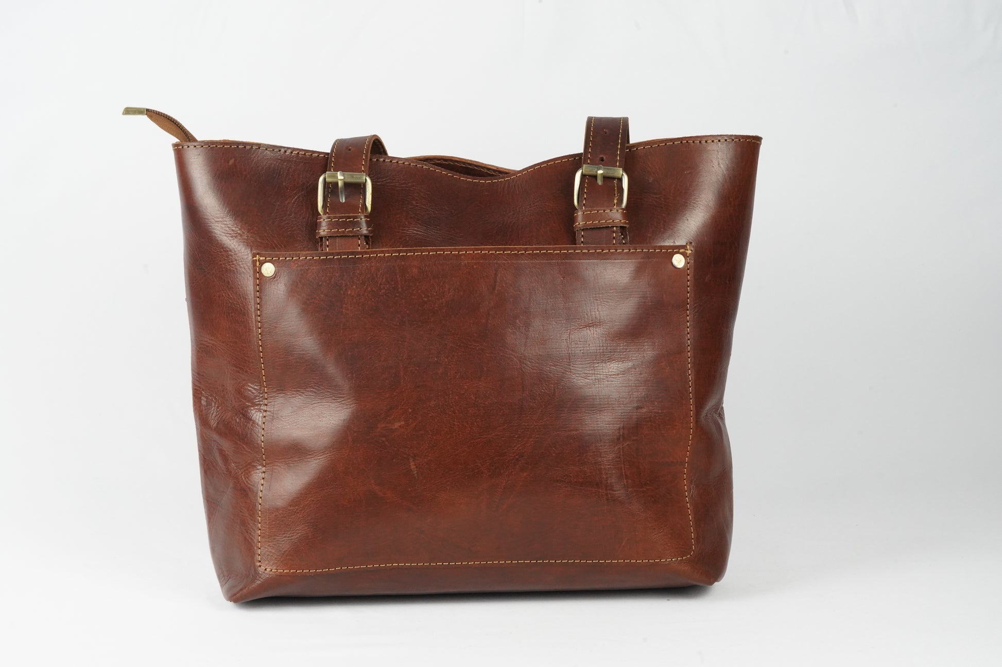Handgefertigte Leder Damen Shopper Braun – Vintage Schultertasche aus Echtleder - morabel
