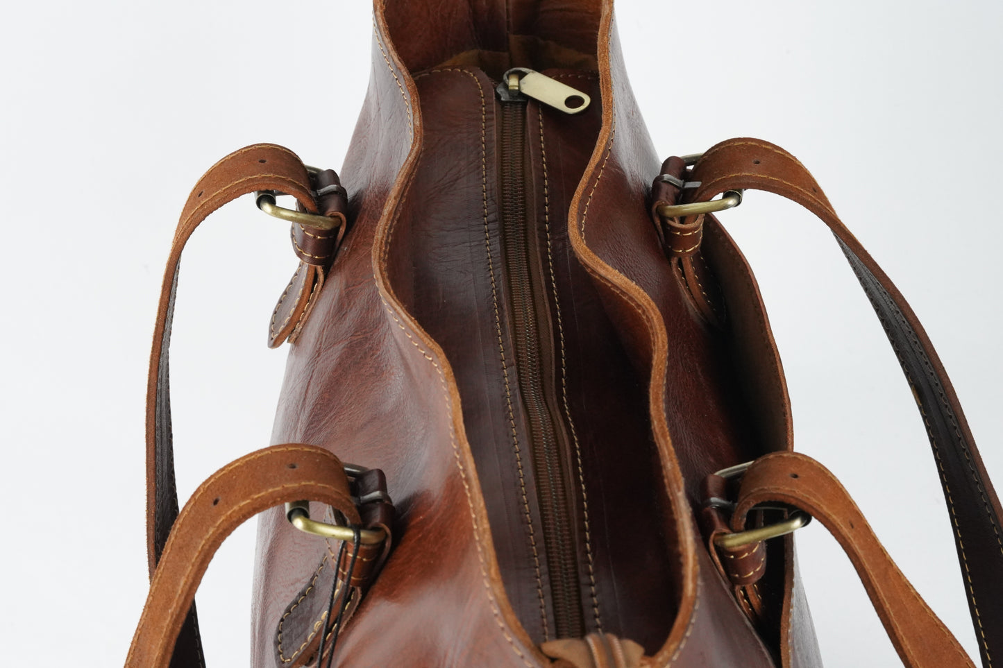 Handgefertigte Leder Damen Shopper Braun – Vintage Schultertasche aus Echtleder - morabel