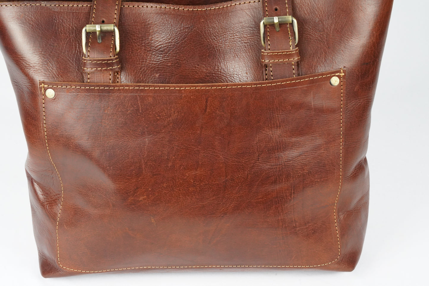 Handgefertigte Leder Damen Shopper Braun – Vintage Schultertasche aus Echtleder - morabel