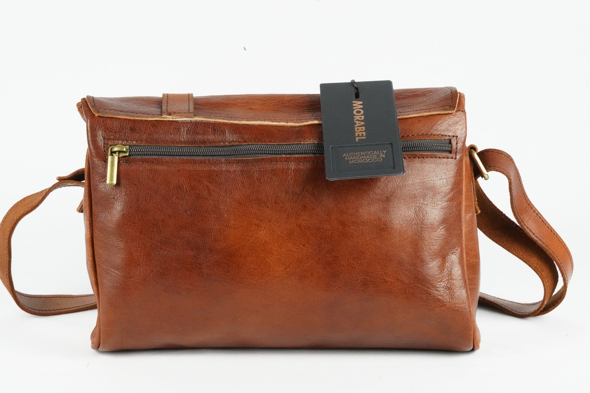 Handgemachte braune Ledertasche – Vintage Umhängetasche aus Echtleder, handgefertigt in Marokko, ideal für Alltag und Reisen - morabel