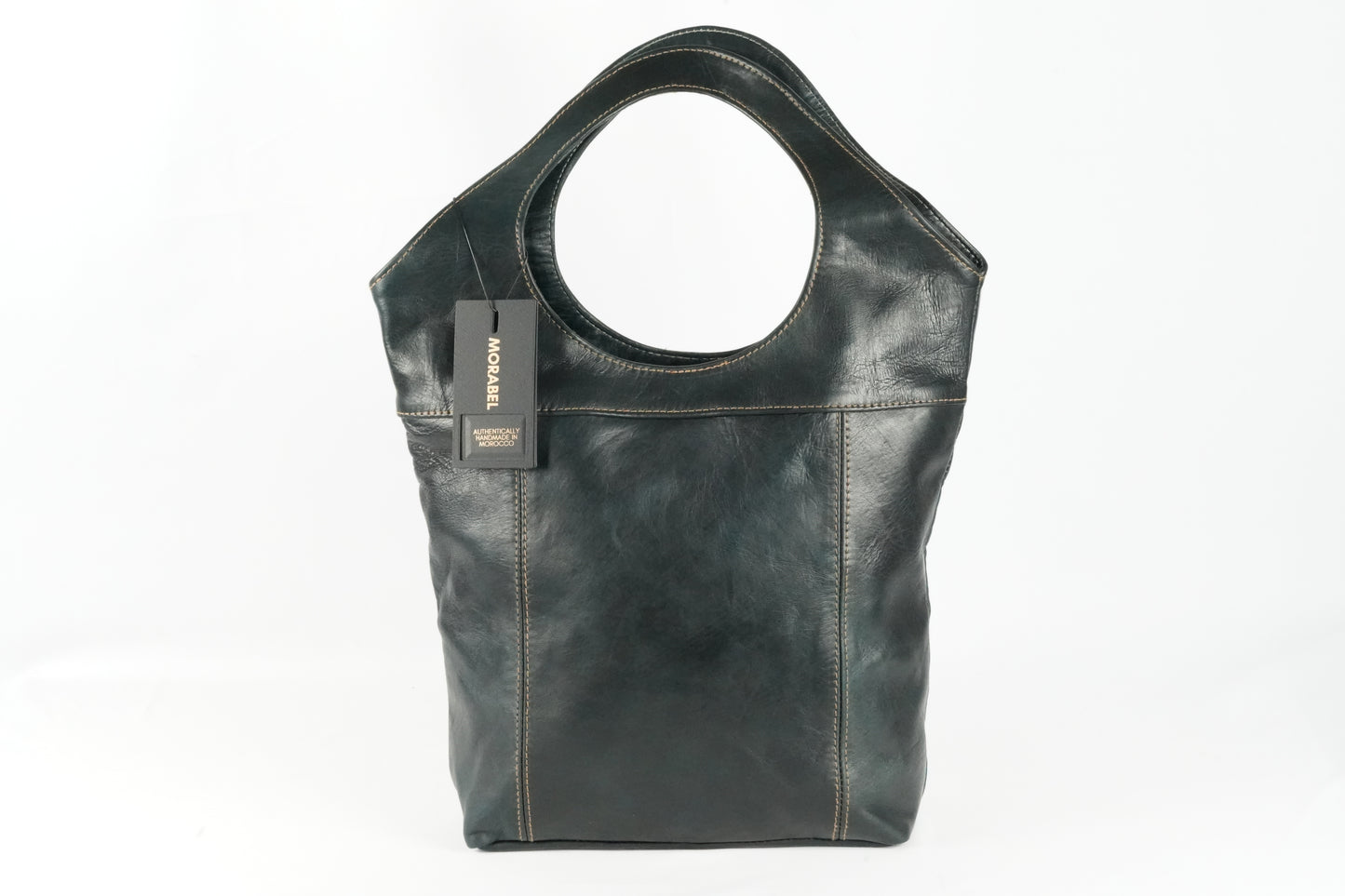 Vintage Damen Leder, Umhängetasche Braun,Handtasche mit Rundgriff und abnehmbarer Schulterriemen - morabel