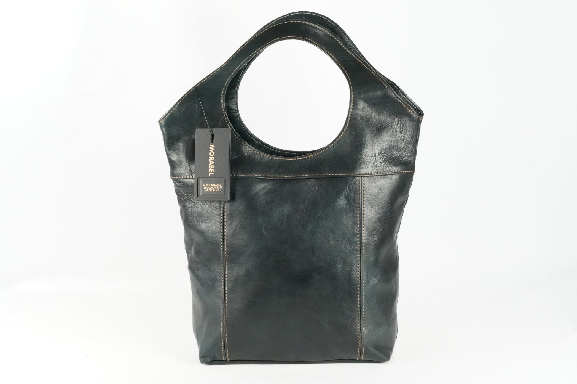 Vintage Damen Leder, Umhängetasche Braun,Handtasche mit Rundgriff und abnehmbarer Schulterriemen - morabel