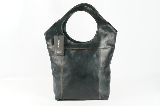 Vintage Damen Leder, Umhängetasche Braun,Handtasche mit Rundgriff und abnehmbarer Schulterriemen - morabel