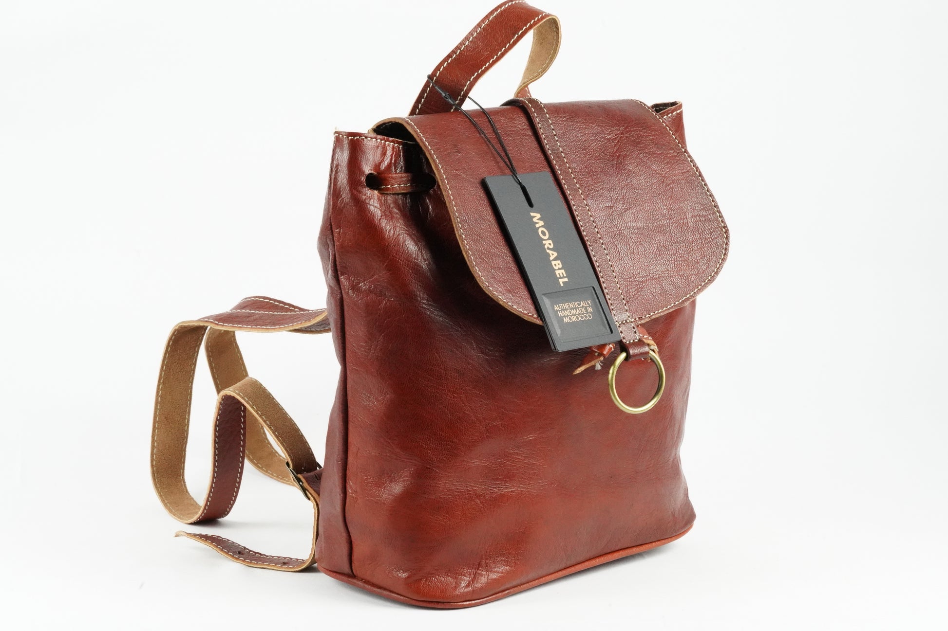 Handgefertigter Leder-Rucksack  – Vintage Look, Echtleder, Made in Morocco . - morabel