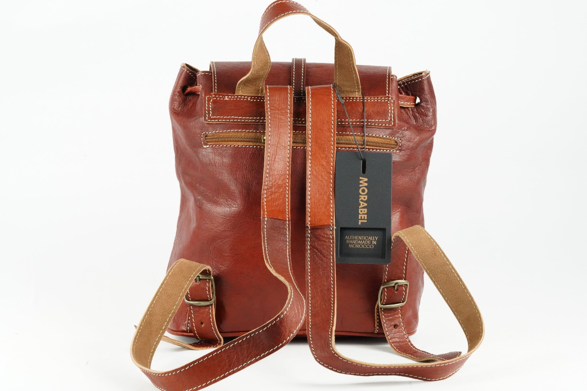 Handgefertigter Leder-Rucksack  – Vintage Look, Echtleder, Made in Morocco . - morabel