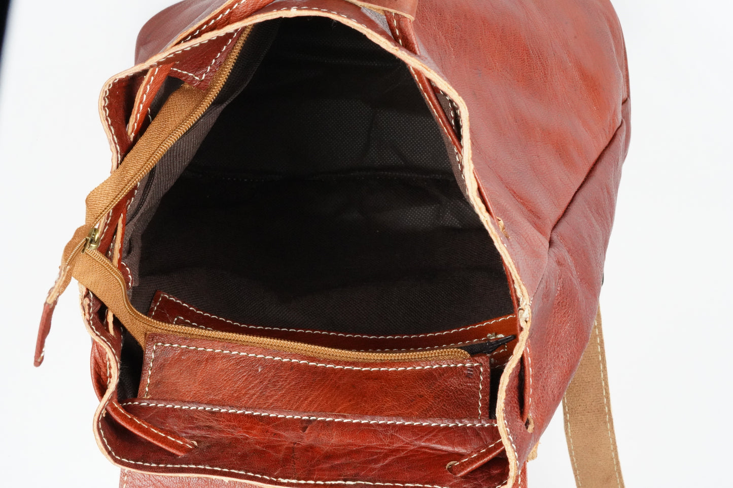 Handgefertigter Leder-Rucksack  – Vintage Look, Echtleder, Made in Morocco . - morabel