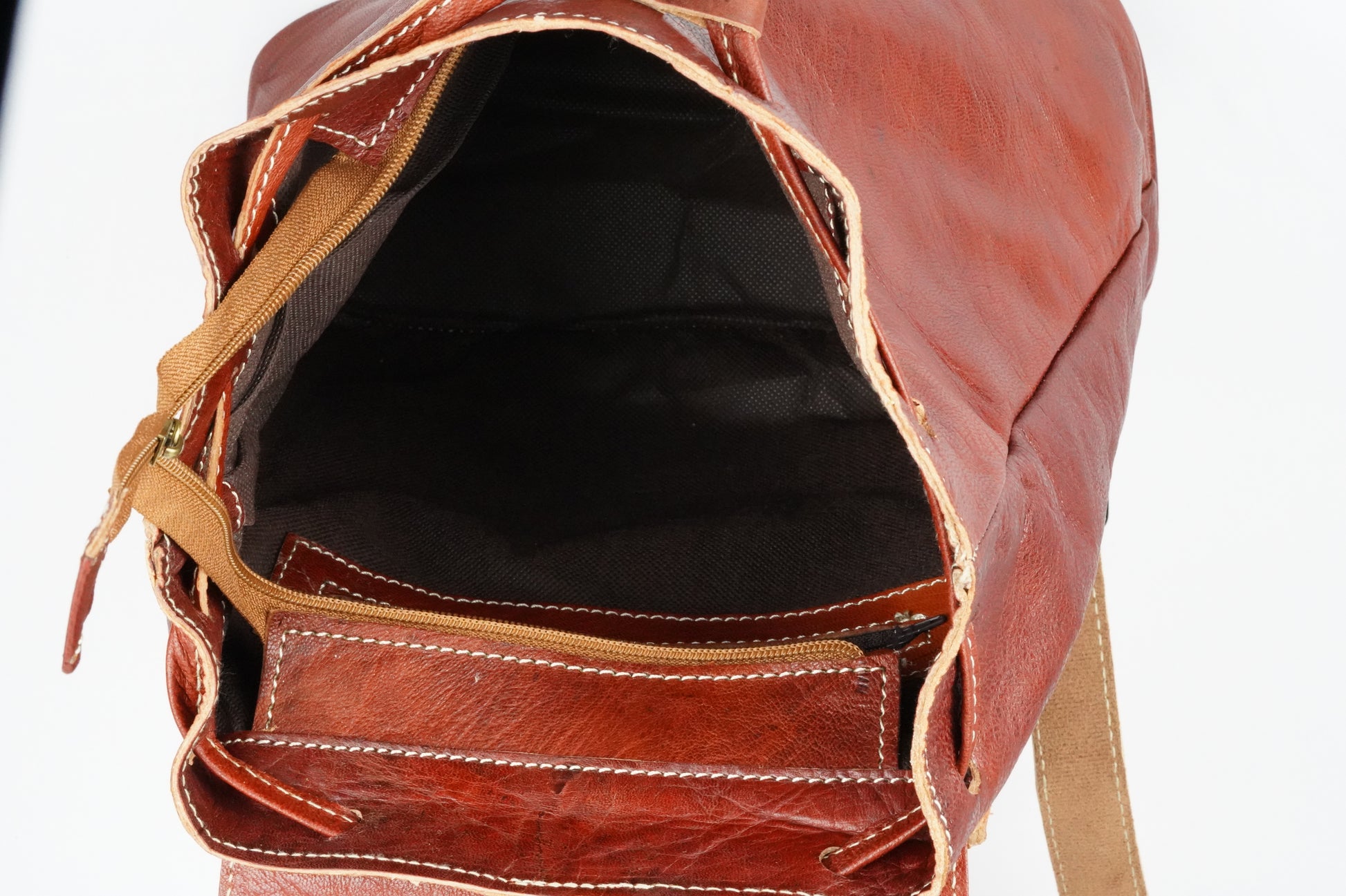 Handgefertigter Leder-Rucksack  – Vintage Look, Echtleder, Made in Morocco . - morabel
