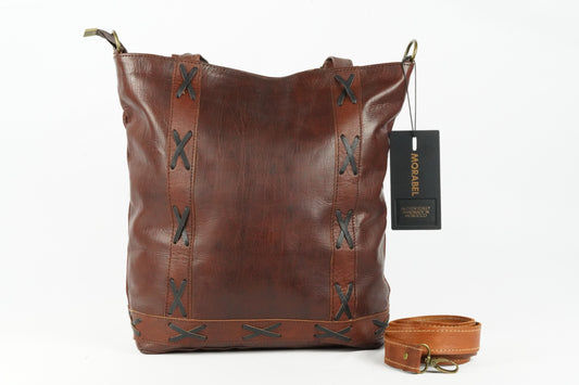 Handgefertigte Leder Damen Shopper Braun – Vintage Schultertasche aus Echtleder - morabel