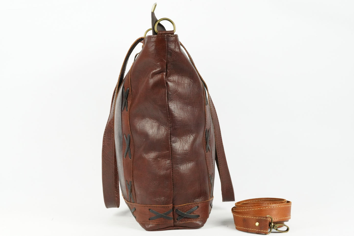 Handgefertigte Leder Damen Shopper Braun – Vintage Schultertasche aus Echtleder - morabel