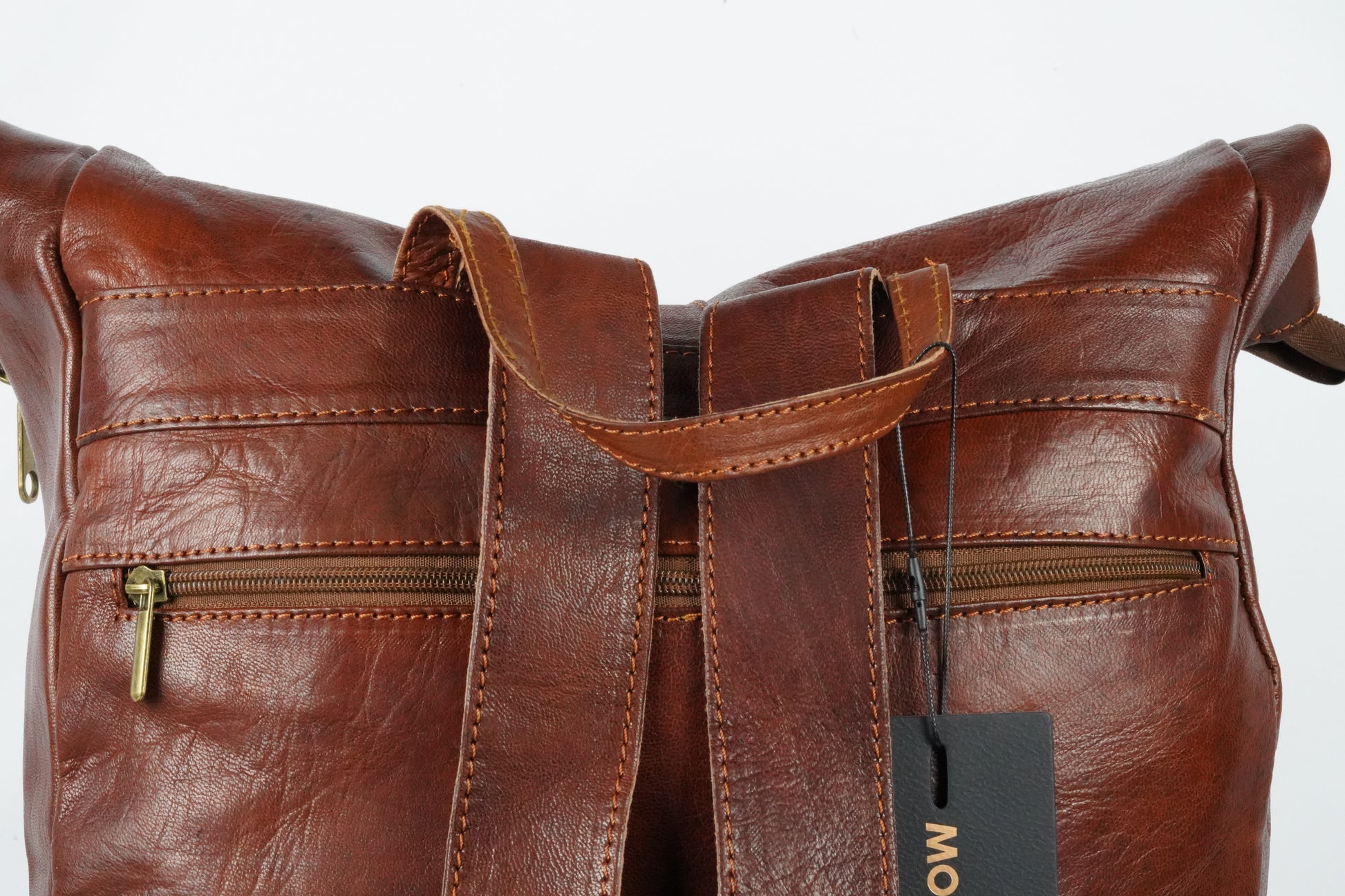 Echtleder Rucksack Herren & Damen – Handgefertigt aus Marokko, Vintage Rolltop Design - morabel