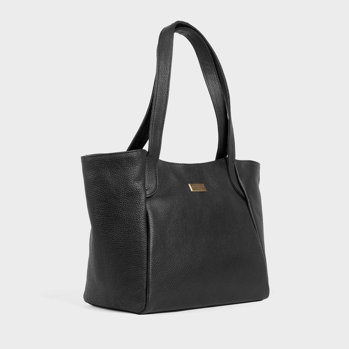 'URBAN TOTE' Schwarze Arbeitstasche aus echtem Leder mit Kieselstruktur