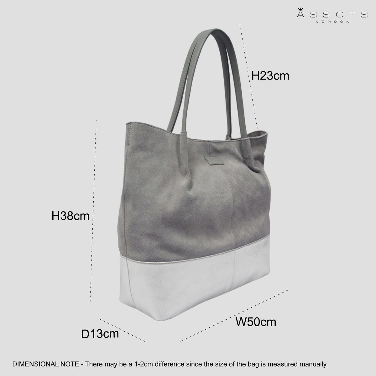 'DONNA' Grau und Metallic-Silber Echtes Leder Ungefüttert Desi