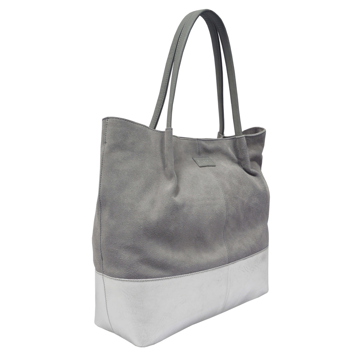 'DONNA' Grau und Metallic-Silber Echtes Leder Ungefüttert Desi